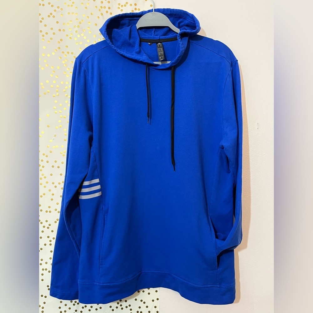 Adidas Men's Royal Blue Hoodie with Black Accents size M